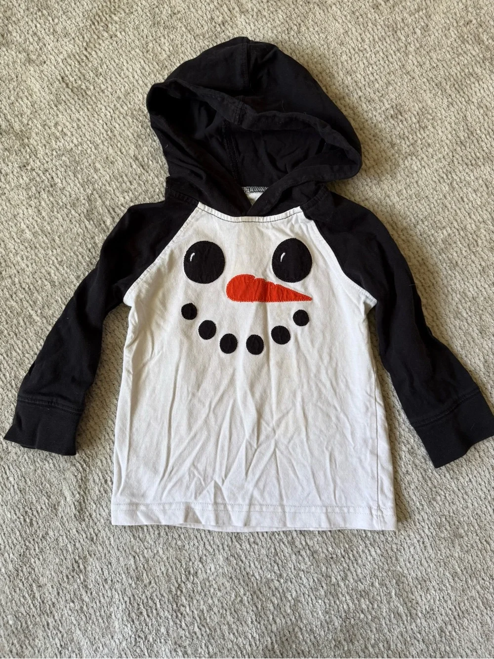 Gymboree Snowman Hooded Long Sleeve Shirt 12-18 Months Holiday Winter